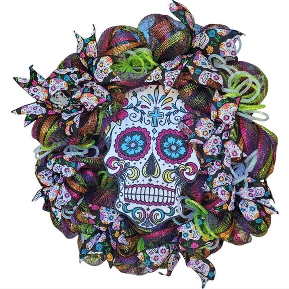 Halloween wreath / sugarskull - Picture 1 of 2